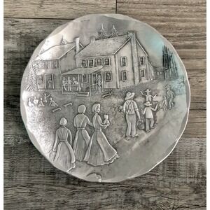 Wendell August Forge Amish Farm‎ Community  4.5" Hammered Aluminum Tray Decor